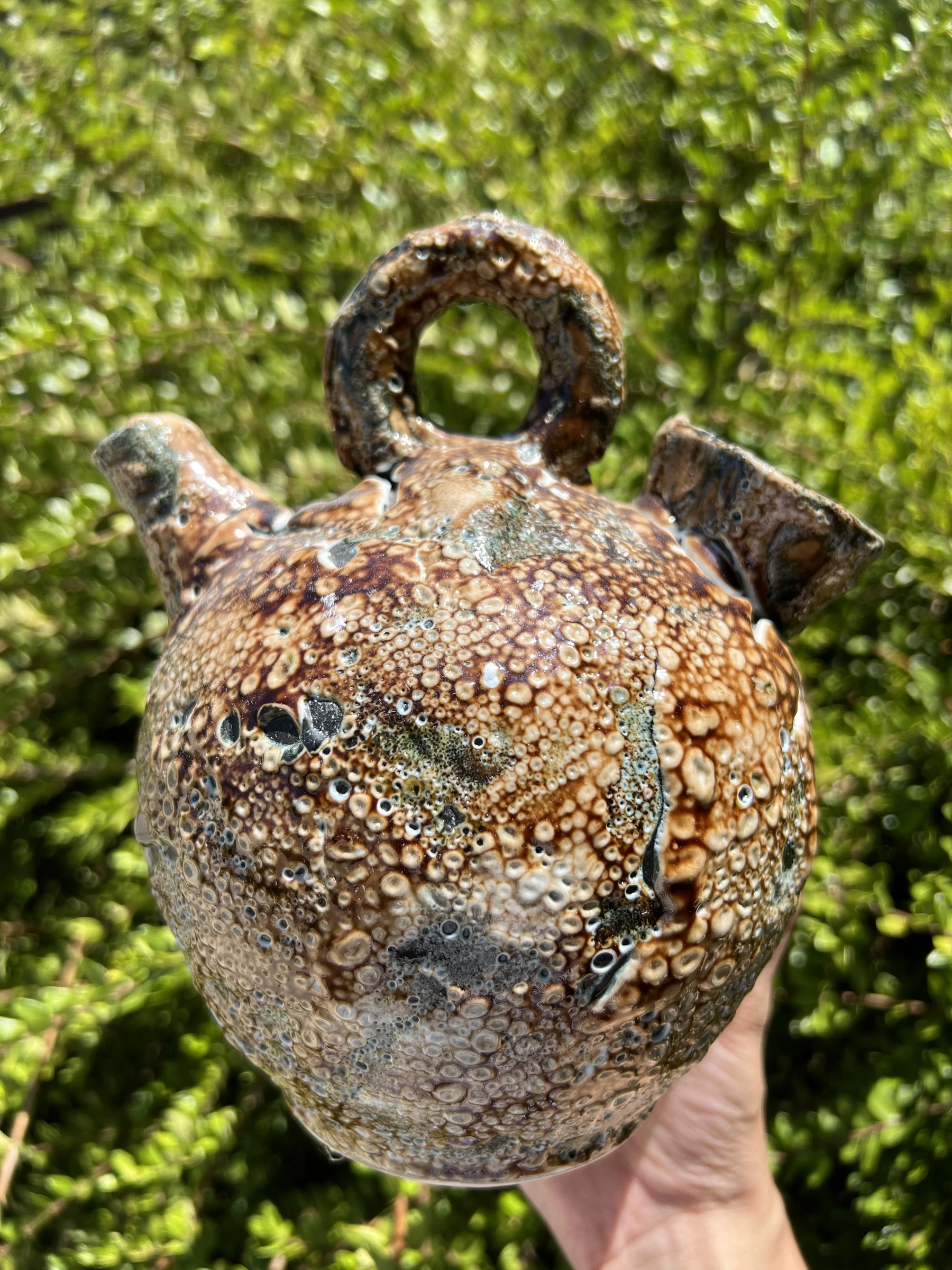 🐝 Pichet Gargoulette Chevrette en céramique vintage grès décor artisanal 19,5 c
